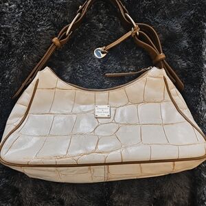 Dooney & Bourke Cream Croc-Embossed Shoulder Bag